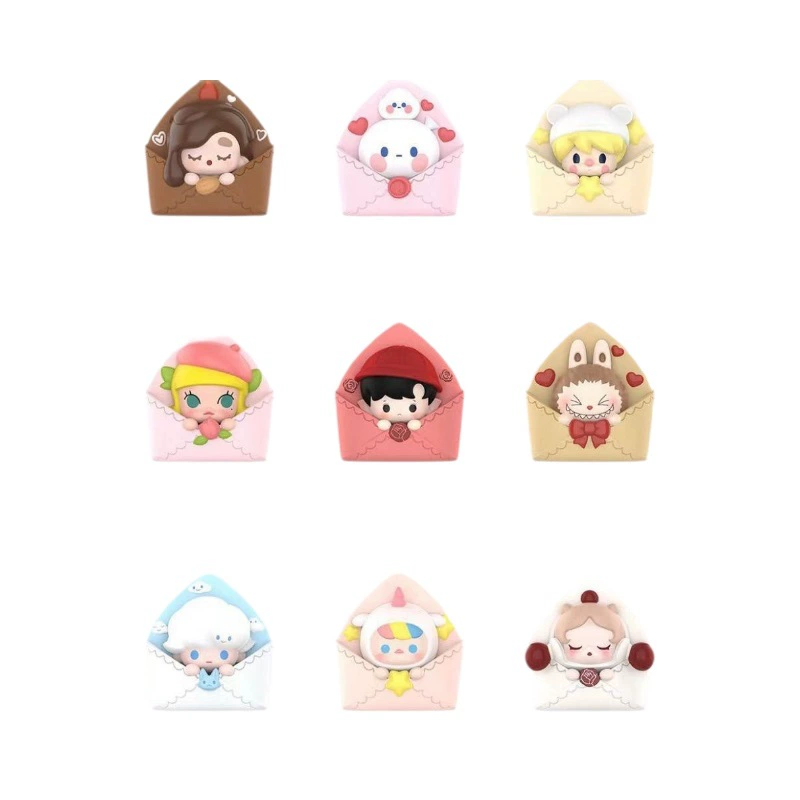 Blind Box Figure (Bubble Mart POP BEAN) Love Letter Valentine’s Sitting Cute Series, Random