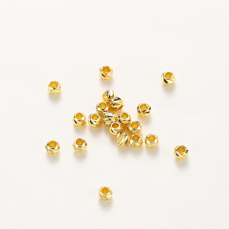 14K Pure Copper Electroplated Color-Preserving Real Gold DIY Jewelry Accessories Positioning Beads Spacer Beads Round Beads Jewelry