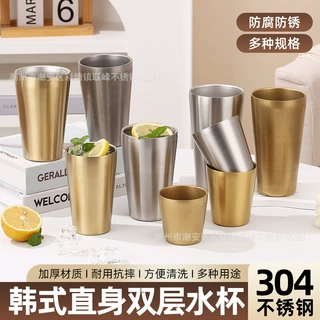 跨境304不锈钢水杯啤酒杯户外杯子双层冷饮杯餐厅口杯logo定制杯
