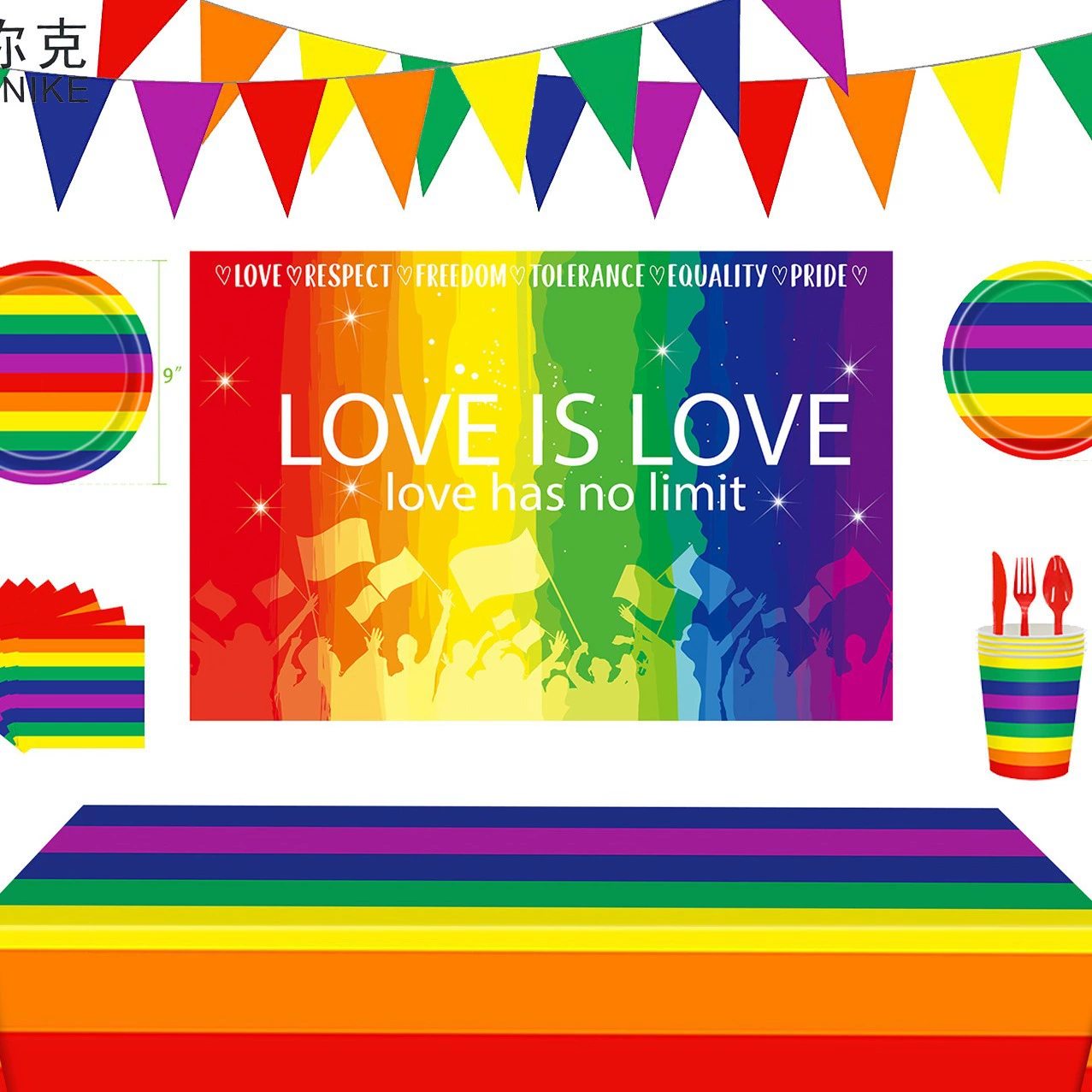 Rainbow тарелка для ужина, одноразовая посуда, салфетки, набор, новая коллекция, оптовая продажа