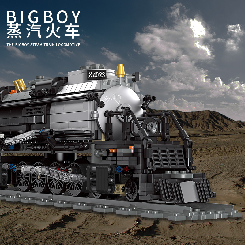 Jie Xing 59005 BIGBOY, tren de vapor retro, modelo de bloques de construcción, juguete de partículas pequeñas, regalo para niños.