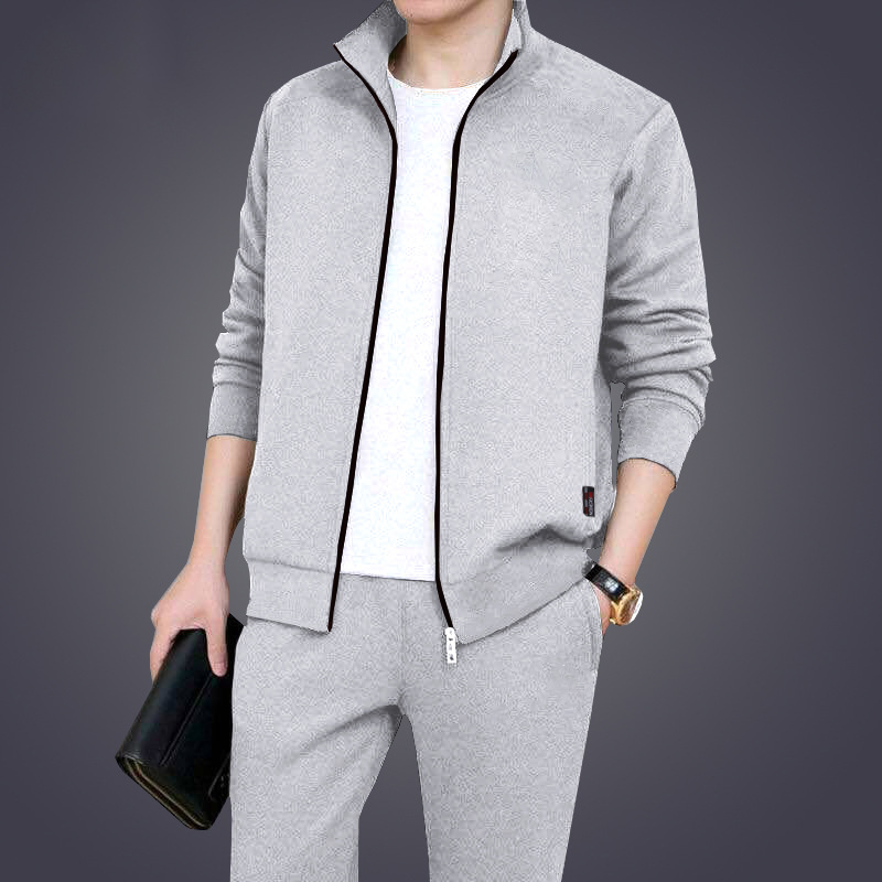 Men's Spring and Autumn Two-Piece Fashionable Cardigan Casual Sports Suit Full Teenager Top Pants