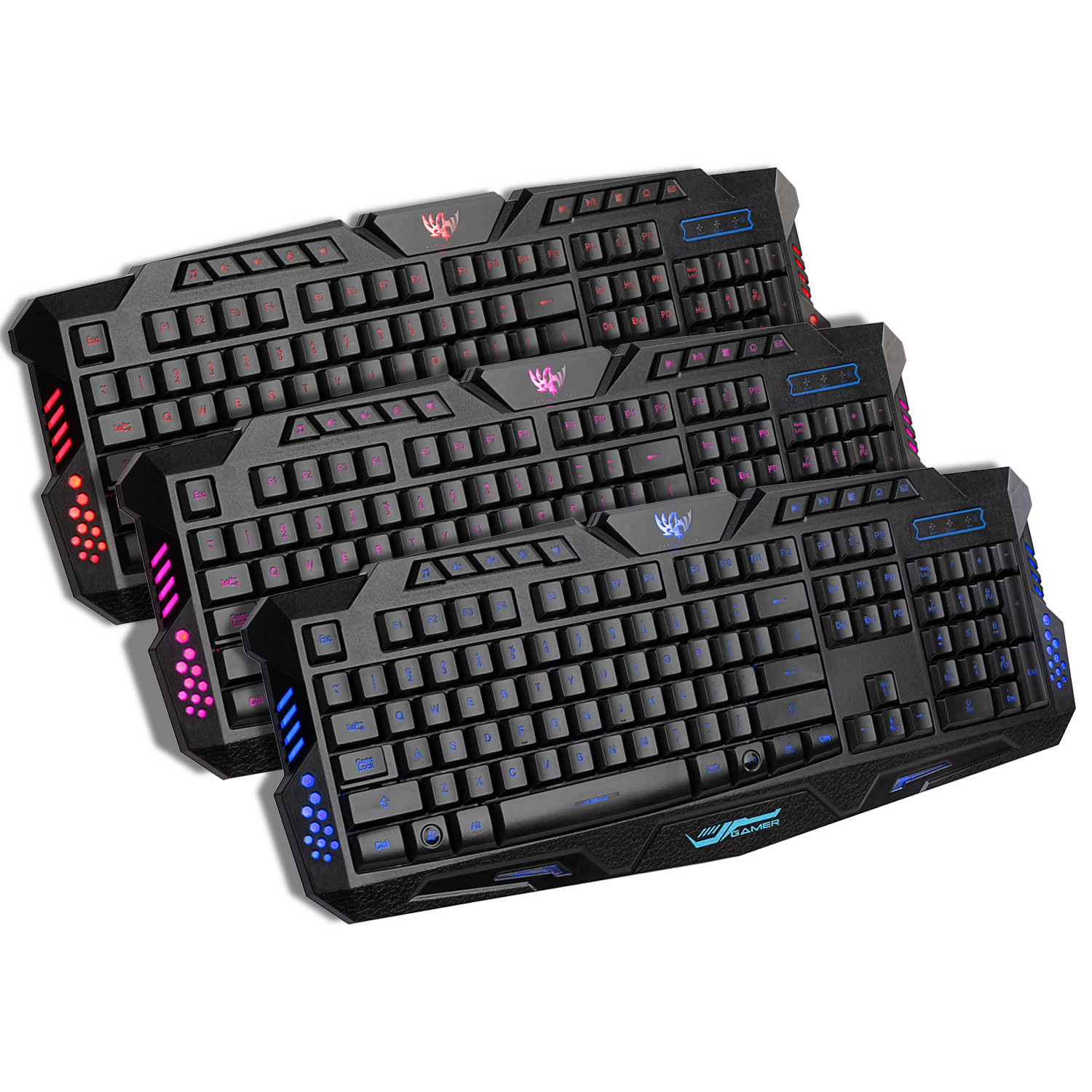 M200 Tri couleur rétro-éclairé Crack jeu 104 touches clavier filaire ordinateur de bureau_voghion.com