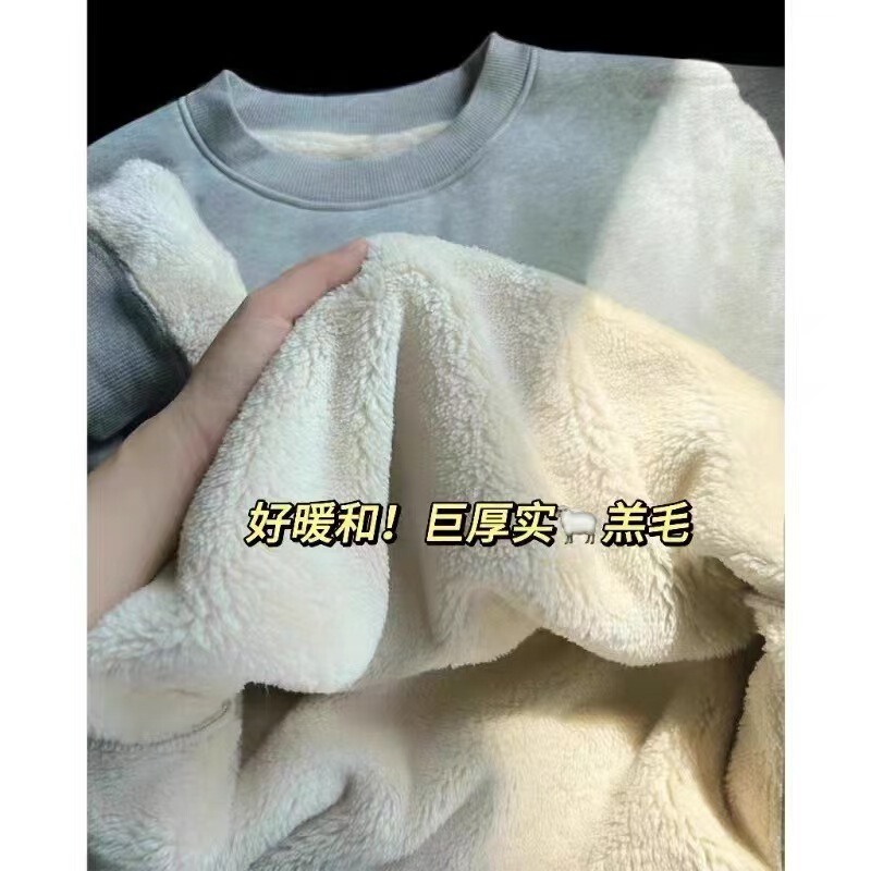 2025新款圆领卫衣女春秋内搭纯色基础款大码宽松长袖无帽上衣打底|undefined