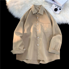 春秋纯色专业衬衫12色7码男女长袖衬衫韩版宽松衬衣一件代发