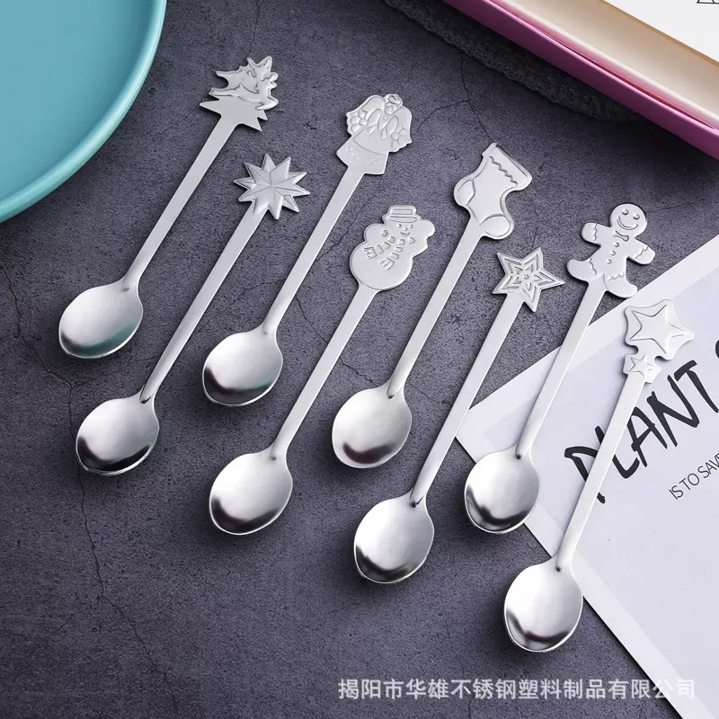 创意圣诞节勺子卡通圣诞趣味甜品勺可爱咖啡搅拌勺礼品