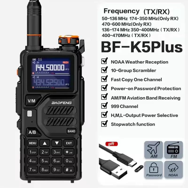 Baofeng Intercom BF-K5plus высокомощная наружная автономная тур-type-C прямая заряд Baofeng FM мобильный телефон платформа