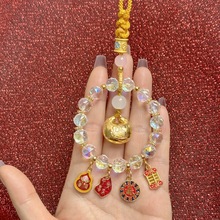 新款新中式五路财神车挂五彩算盘锁高档车饰平安纳福招财汽车挂件