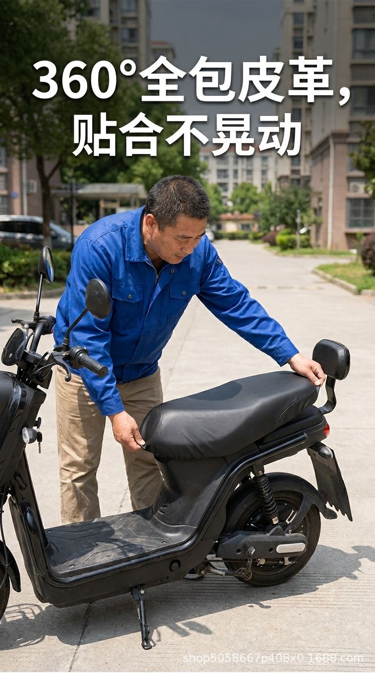 Electric Vehicle Seat Cover, Leather Waterproof Pad, Scooter Seat Cover, Sun Protection and Heat Insulation, Universal Rainproof Pad for Electric Bikes