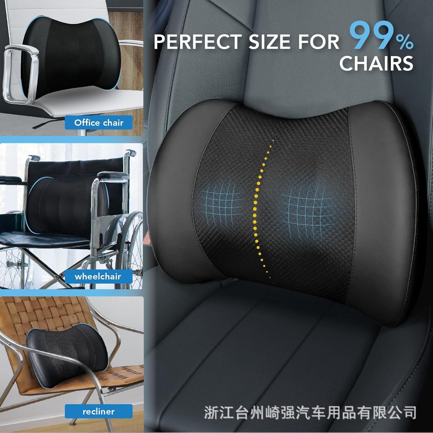 Mesh Memory Foam Office Breathable Cushion Lumbar Support Pad Car Lumbar Pillow Seat Back Cushion