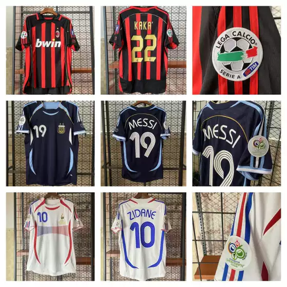 Classic Retro Ac Milan Argentina France National Team Kaka Messi Zidane Jersey Football Shirt