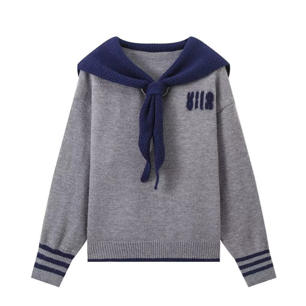 PB & ZA женская одежда осень новая мода классический дикий модный трикотаж с воротником