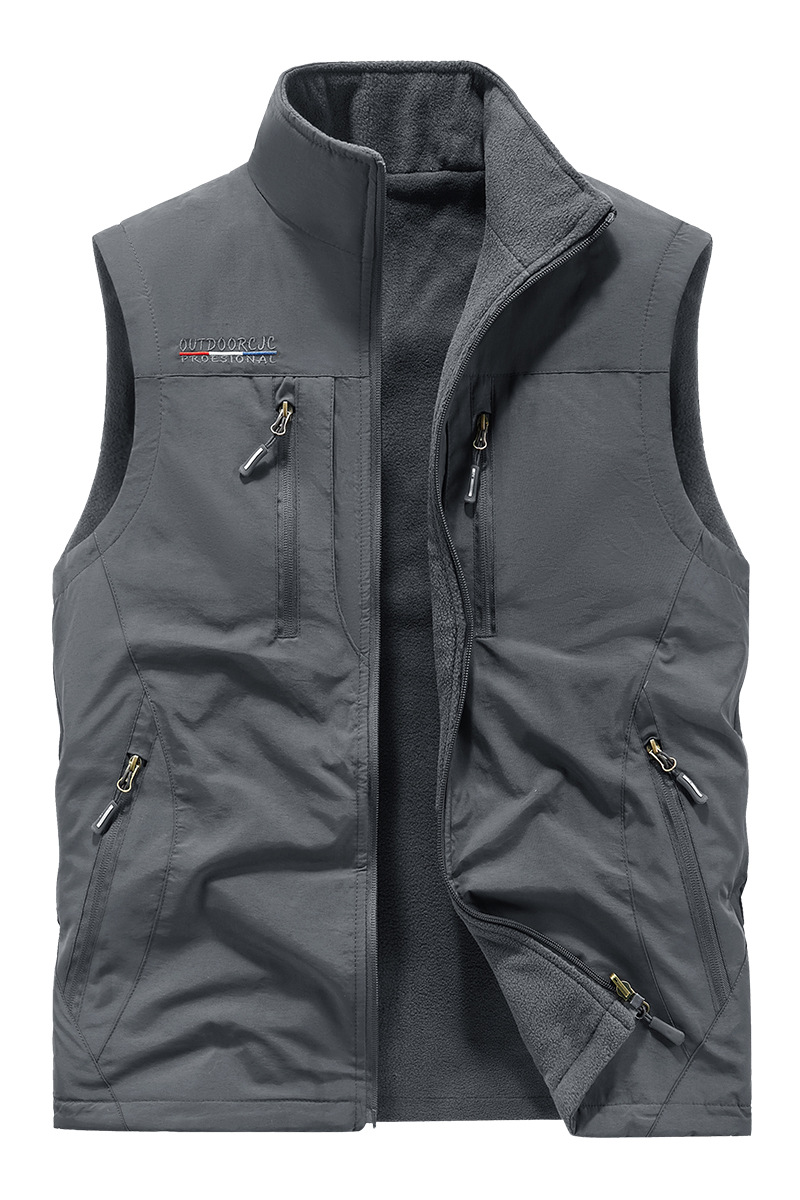 Chaleco de otoño e invierno de doble cara para hombre, chaleco de exterior informal con cuello alto, ropa de trabajo, chaqueta polar para hombre_voghion.com