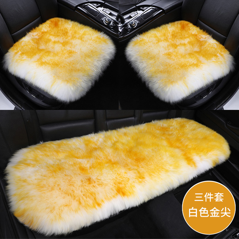 Cross-border New Australian Small Three-piece Set Tie-free Non-slip Seat Cushion Fur One-piece Warm Seat Cover Wool Car Cushion