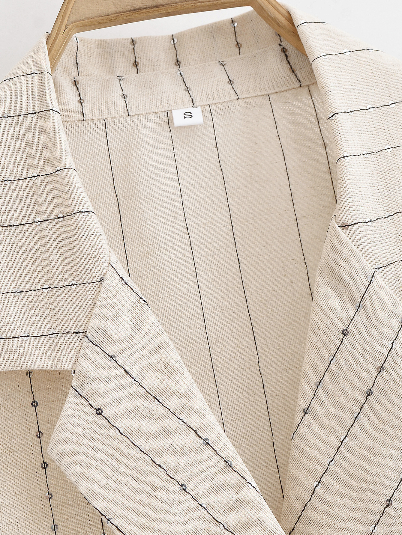 GraceChic Za Cross-Border Women's New Set Blazer + Sequin Striped Casual Pants_voghion.com