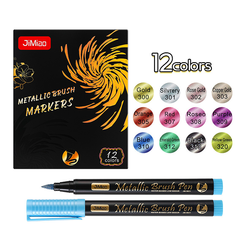 Marcador acrílico de metal de venta caliente transfronterizo Marcador de pintura a mano de graffiti de 24 colores Marcador para exteriores a base de agua de cabeza suave