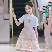 Новый детский короткий комплект с юбкой в китайском стиле Hanfu, короткая юбка принцессы с лошадиной мордой, короткая юбка для девочек, короткая юбка интернет-знаменитостей