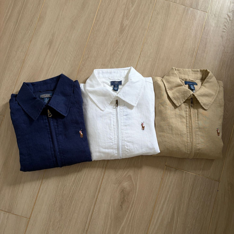 RL high-end version, new linen jacket with small horse embroidery, women's outerwear, old-money style, thin, with a stand-up collar, available for drop shipping RL high-end version, new linen jacket with small horse embroidery, women's outerwear, old-money style, thin, with a stand-up collar, available for drop shipping