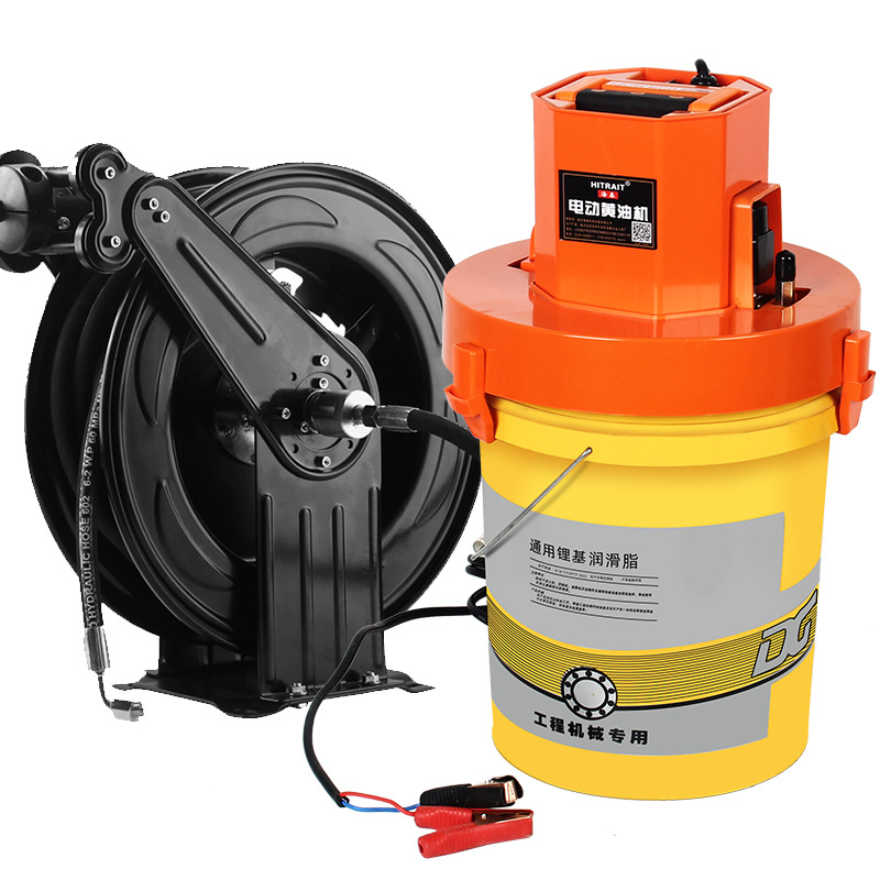 海春电动黄油机 黄油枪24v挖机专用下沉式高压全自动注油220v桶式