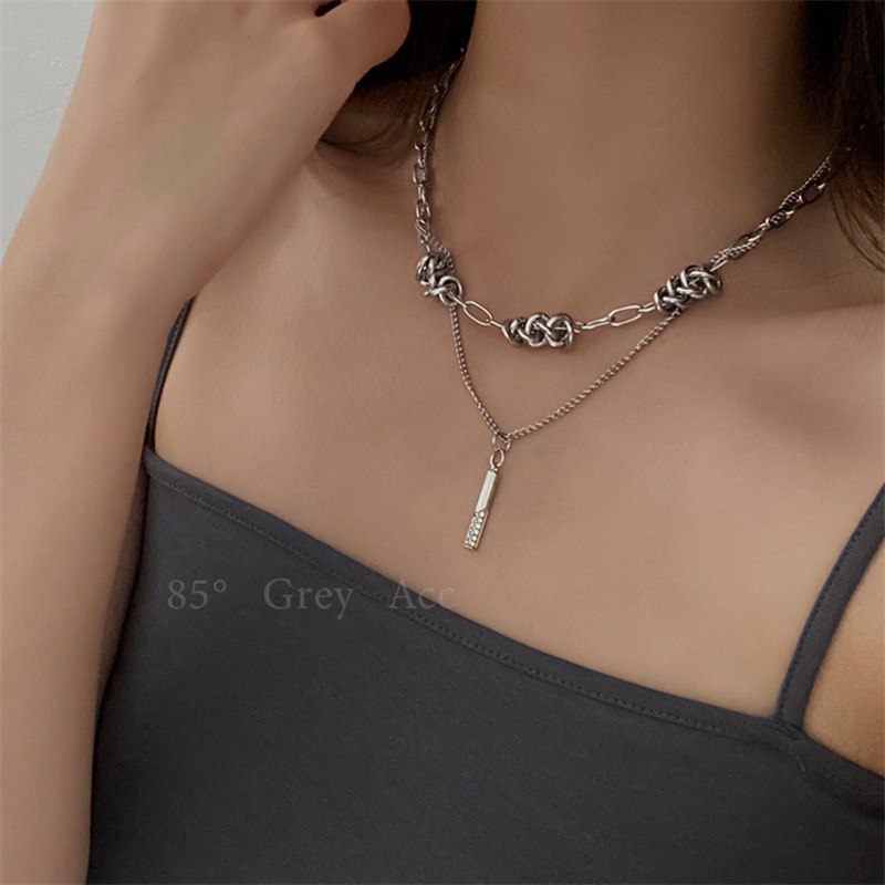 Simple Style Cool Style Geometric Alloy Titanium Steel Plating Unisex Layered Necklaces display picture 3