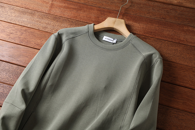 felpa con strato d'aria in ammoniaca liquida di alta qualità primavera e autunno uomo e donna coppia stile moda taglio verticale 3D tinta unita_voghion.com