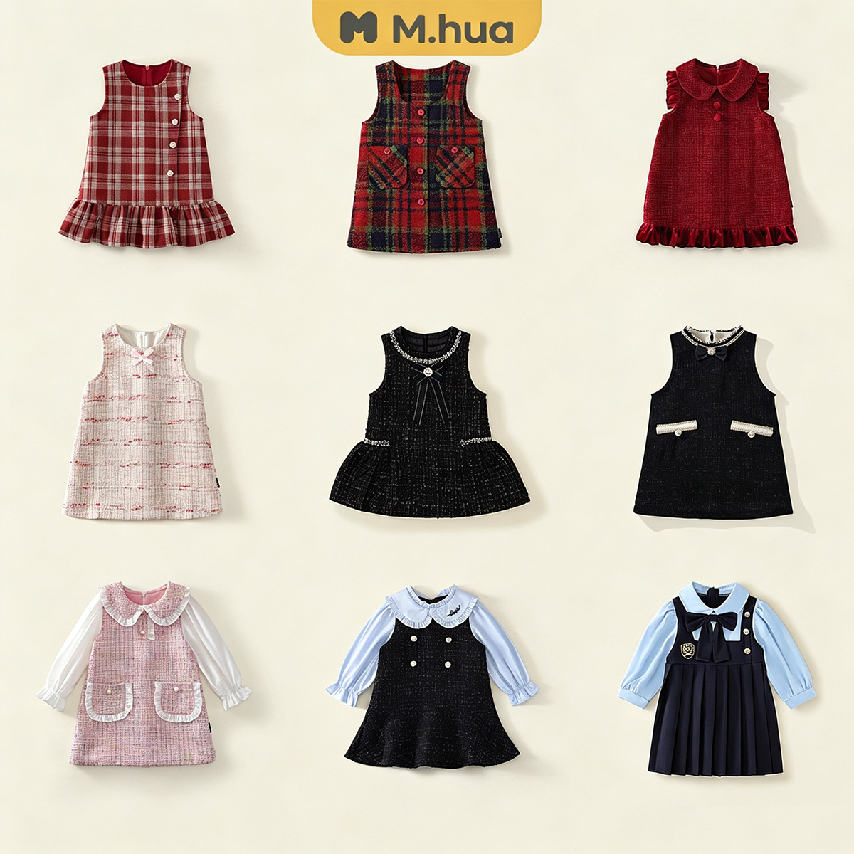 Girls' Tweed Chanel-Style Sleeveless Vest Dress, 2026 Spring New Arrival, Light Luxury Black Rhinestone Dress