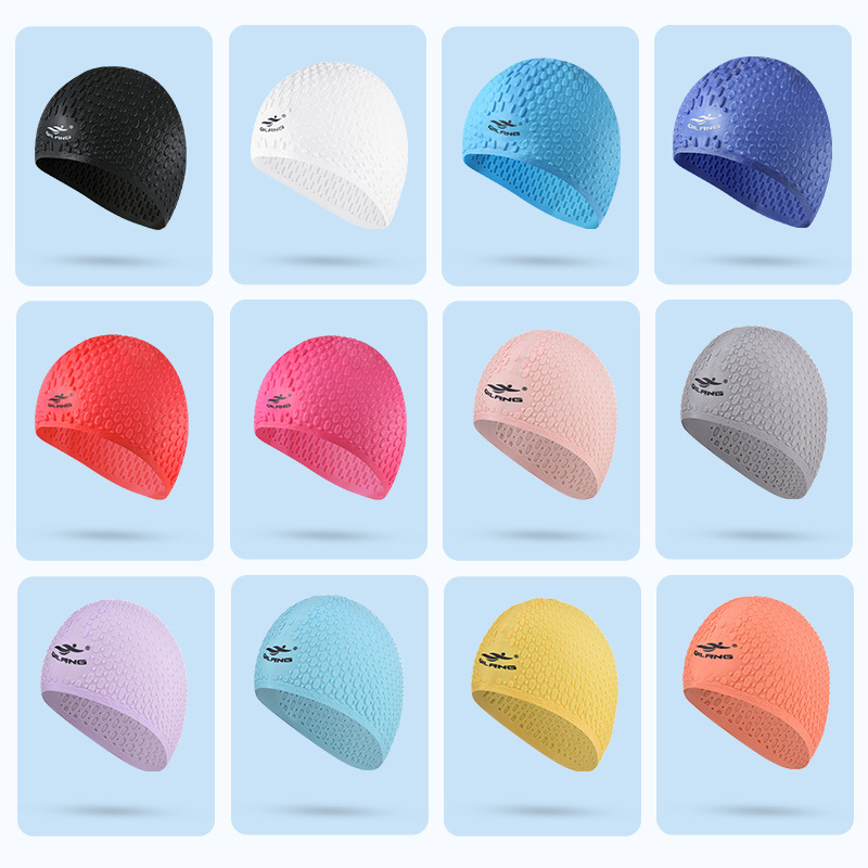 2025 venta directa de fábrica gota de agua gorra de baño de silicona alta elasticidad impermeable y anti-cloro multicolor adultos y niños ahora al por mayor