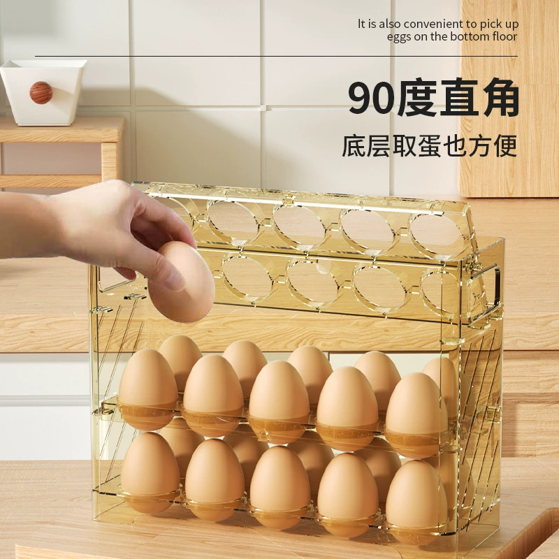 Flip refrigerator egg carton kitchen egg tray egg storage box with side door crisper storage rack