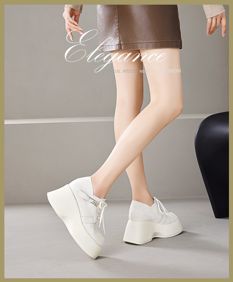 Giày sneaker nữ đế dày 10 cm buộc dây phong cách bệt platform — màu đen chi tiết 1
