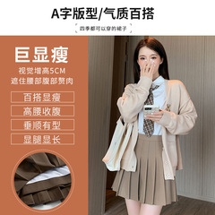 Women's White Korean Version New College Style Black Striped A-Line Short Skirt Summer Autumn Winter High-Waisted Skirt