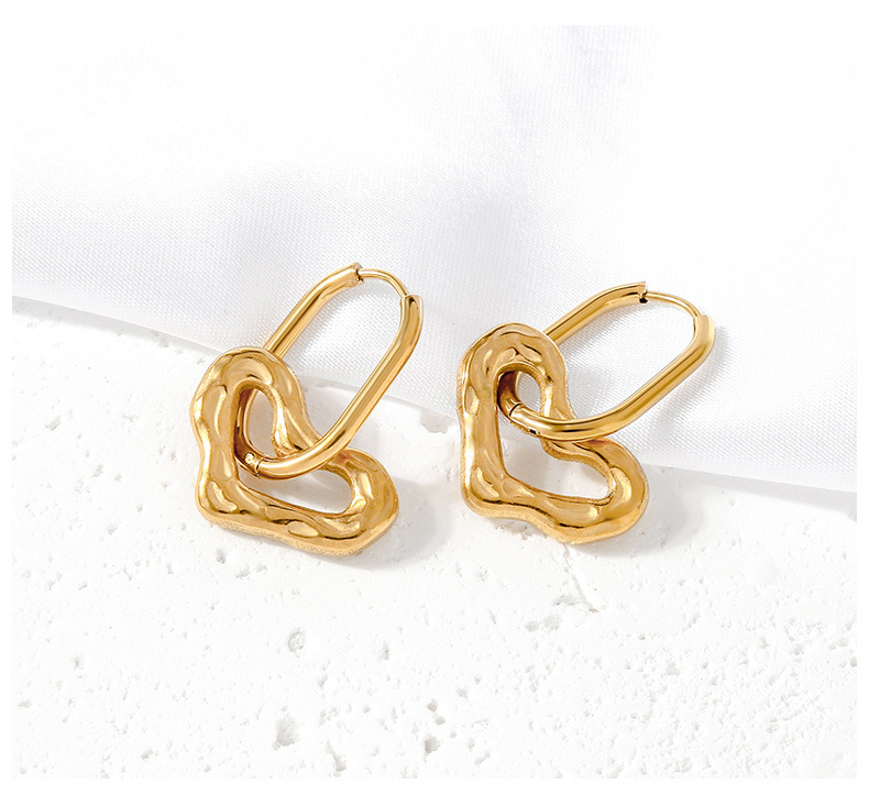 1 Pair Simple Style Heart Shape 316 Stainless Steel  18K Gold Plated Drop Earrings display picture 1