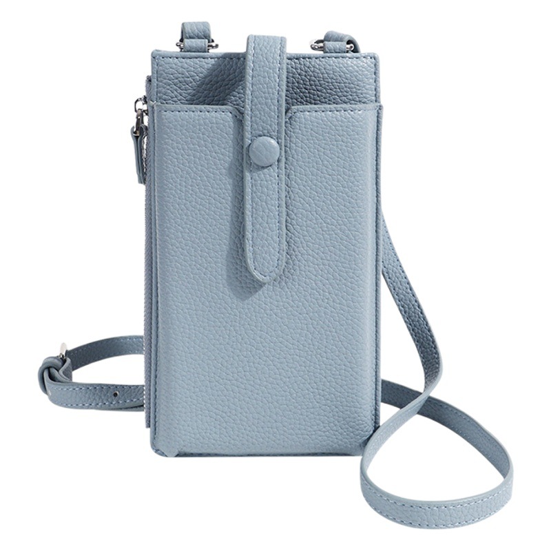 Bolso para teléfono móvil transfronterizo con cremallera, color sólido, versátil, ligero, bolsa para teléfono móvil de exportación, monedero, bandolera de PU, sensación de alta gama, bolso bandolera para mujer.