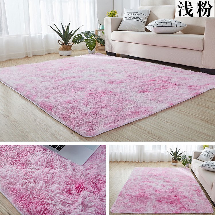 Alfombra teñida de seda de felpa de pelo largo transfronterizo, alfombra de piso, sala de estar, dormitorio, manta de cama resistente a la suciedad y fácil de cuidar
