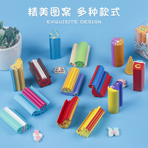Cute simulation-shaped eraser for students to wipe clean without leaving traces and not easy to chip. Sandwich cutting eraser