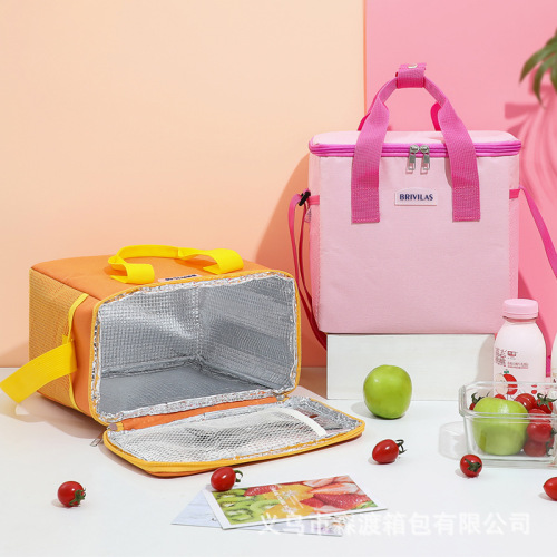 Outdoor ice bag, Oxford cloth thickened aluminum foil thermal bag wholesale, square large capacity lunch thermal bag