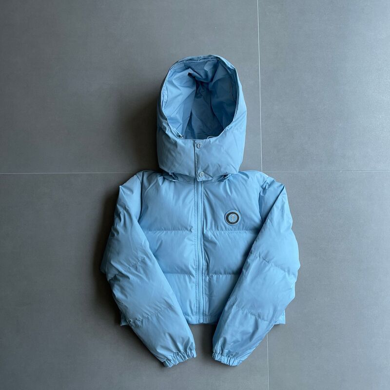Trendy Retro Trapstar Blue Simple Letter Logo Cotton Jacket Casual Women's Short Jacket Versatile Trendy Retro Trapstar Blue Simple Letter Logo Cotton Jacket Casual Women's Short Jacket Versatile