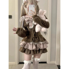 小个子可爱蛋糕裙套装女日系软妹风穿搭甜妹奶乖蓬蓬裙两件套秋冬