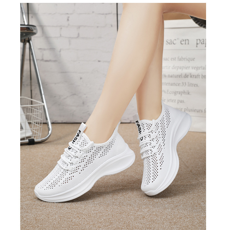 Women's Breathable Mesh Fashion Casual White Summer Versatile Sneakers Soft Sole Lightweight Running Shoes For Women_vogvips.com