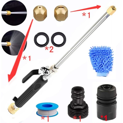 wash water gun water jet high: Car cleaning tools - suit-eight-water-gun-black-nozzle-2-black-joints-1-gasket-2-tape-1-black-quick-connect-1-glove