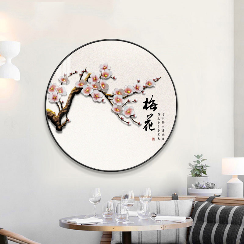 New Chinese style a living room Decorative painting modern Simplicity sofa Background wall Hanging picture Light extravagance circular landscape Entrance Decorative painting