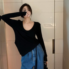 辣妹打底衫女式秋冬学生不规则修身韩版休闲上衣女装少女长袖T恤