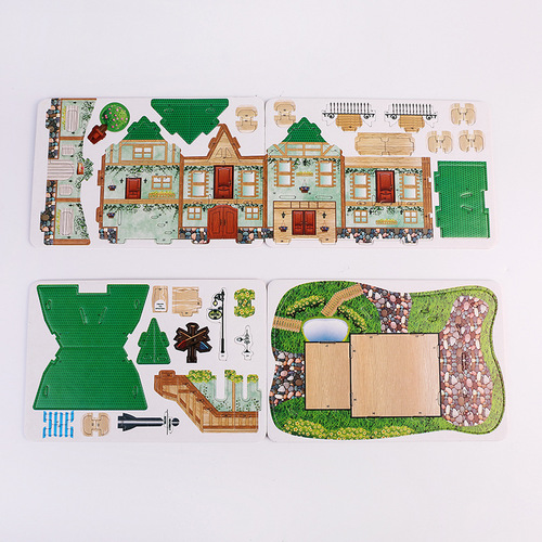 Children's 3D Colorful Paper Building House Puzzle, Kindergarten DIY Craft Fun Preschool Educational Brain Teaser Model