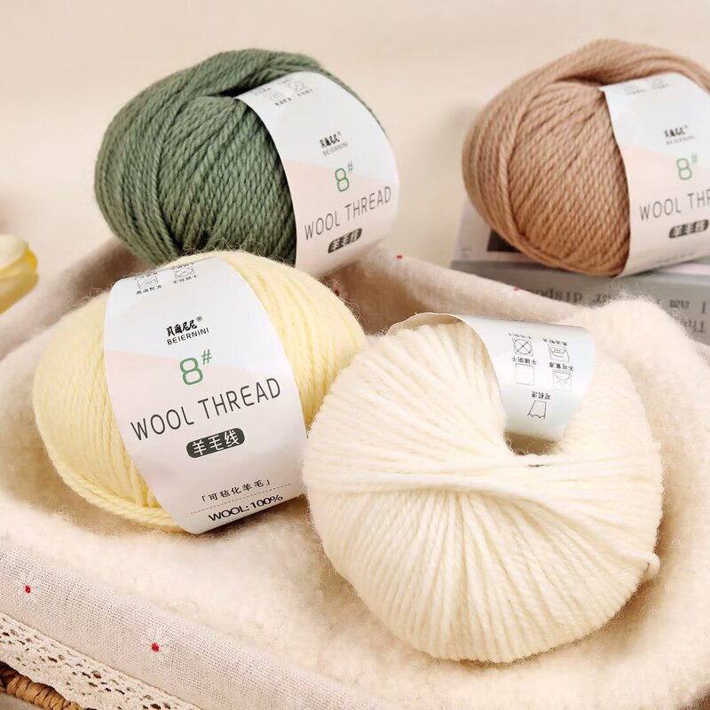 Cross-border wholesale pure wool felt yarn 50g skein for DIY felt crafts, hand-woven crochet bags, hats, scarves, and shawls