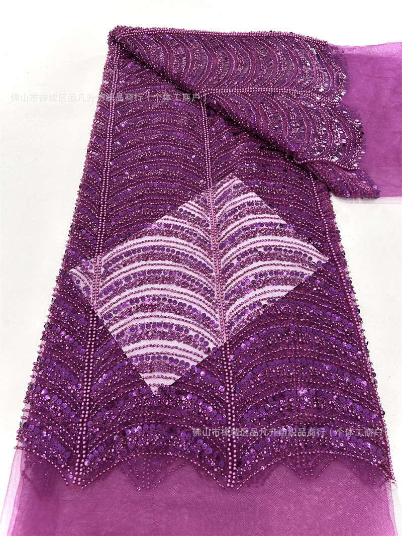 Multicolor conchas sequinilla perlas tubo bordado tela de lujo ligera de alta gama vestido de boda tela de moda tela de bordado de malla