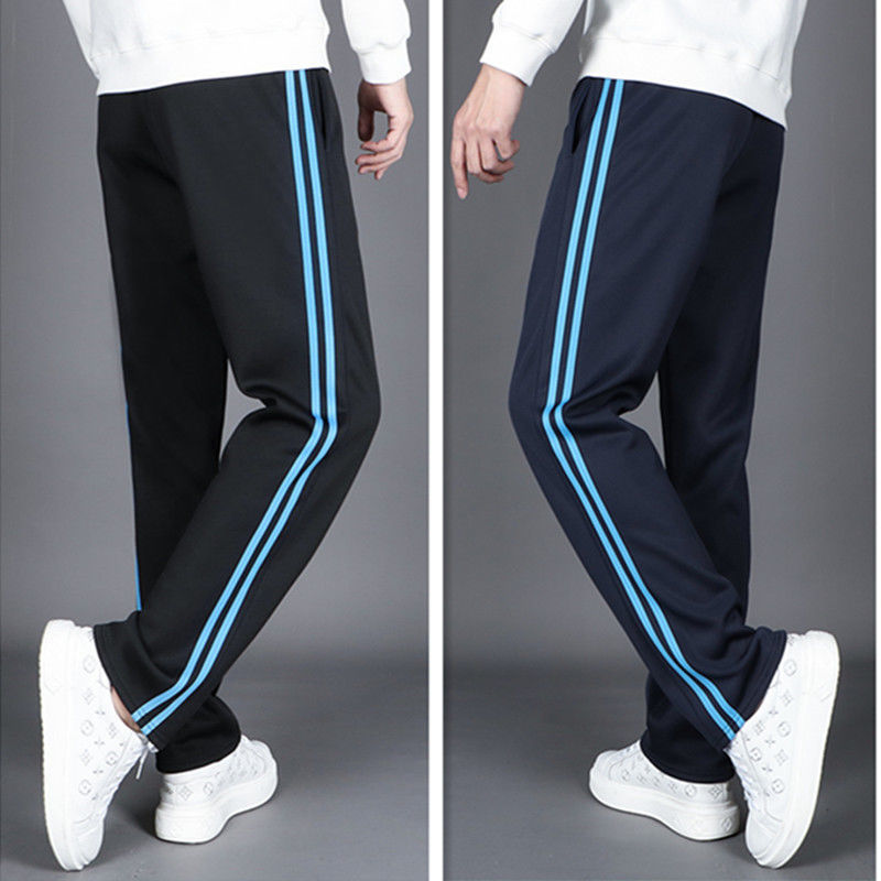 Xizang Blue Two-Bar Pants for School Uniform with Double Blue Strip for Primary School Students, Junior and High School Students, Loose Sports Pants, Children's Straight Pants