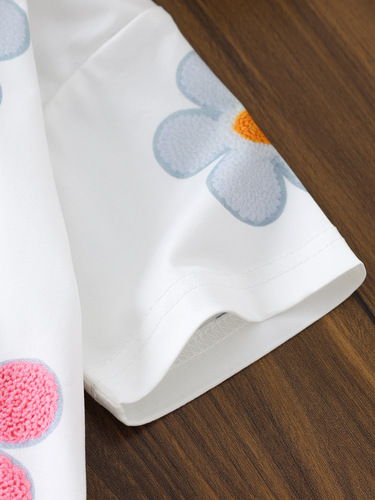 Bestselling children's white, red, pink, black T-shirts with floral patterns, summer short-sleeved tops