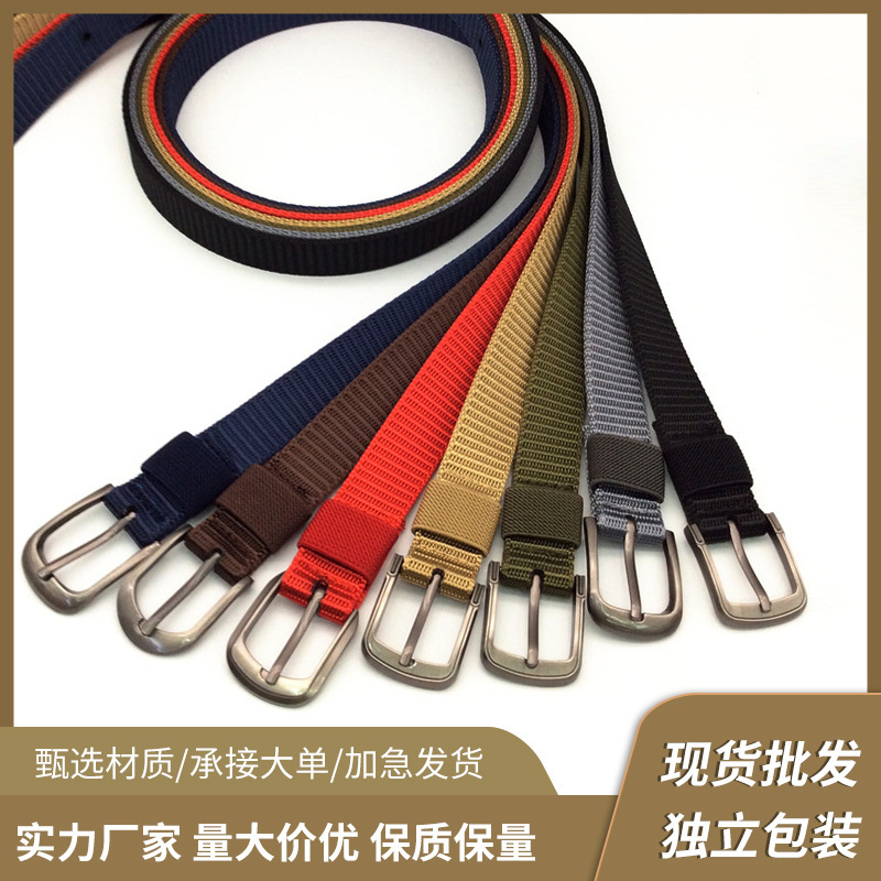 Outdoor women's nylon belt 2.5cm canvas alloy pin buckle belt female students military training Belt manufacturers wholesale