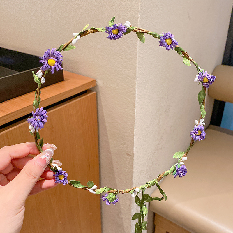 子供の頭飾りの花の子供の美しい花嫁の花輪の手の花の女の子のドレスは花の子供のアクセサリーの王女の頭の花を飾ります。|undefined