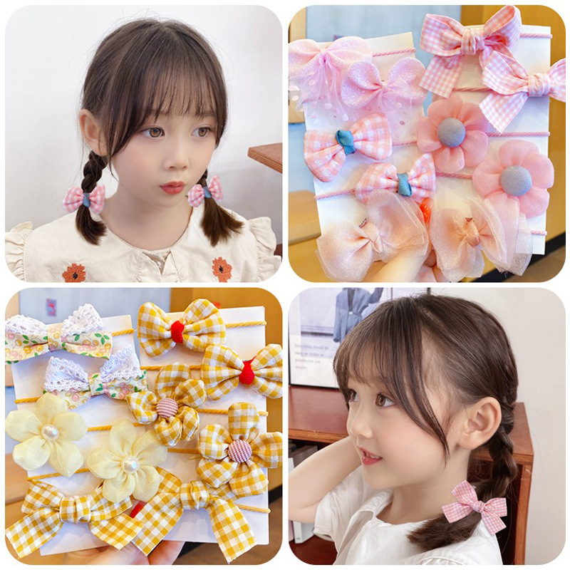 Children's Rubber Band Baby's Hair Rope Girls' Fabric Flower Bow No Harmful Hair Accessories Cute Hair Band Ponytail Headdress