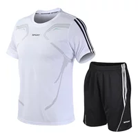 Мужской спортивный летний костюм, футболка с круглыми воротом и шорты, oversize для бега
